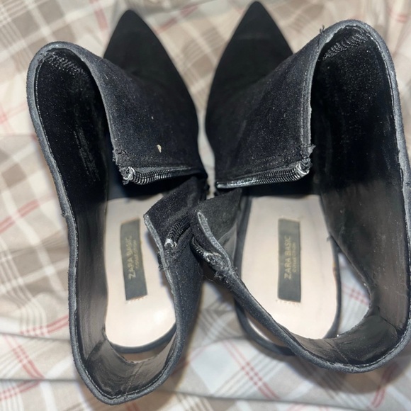 Zara Black Suede Pointed Stiletto Cutout Booties - Picture 5 of 6